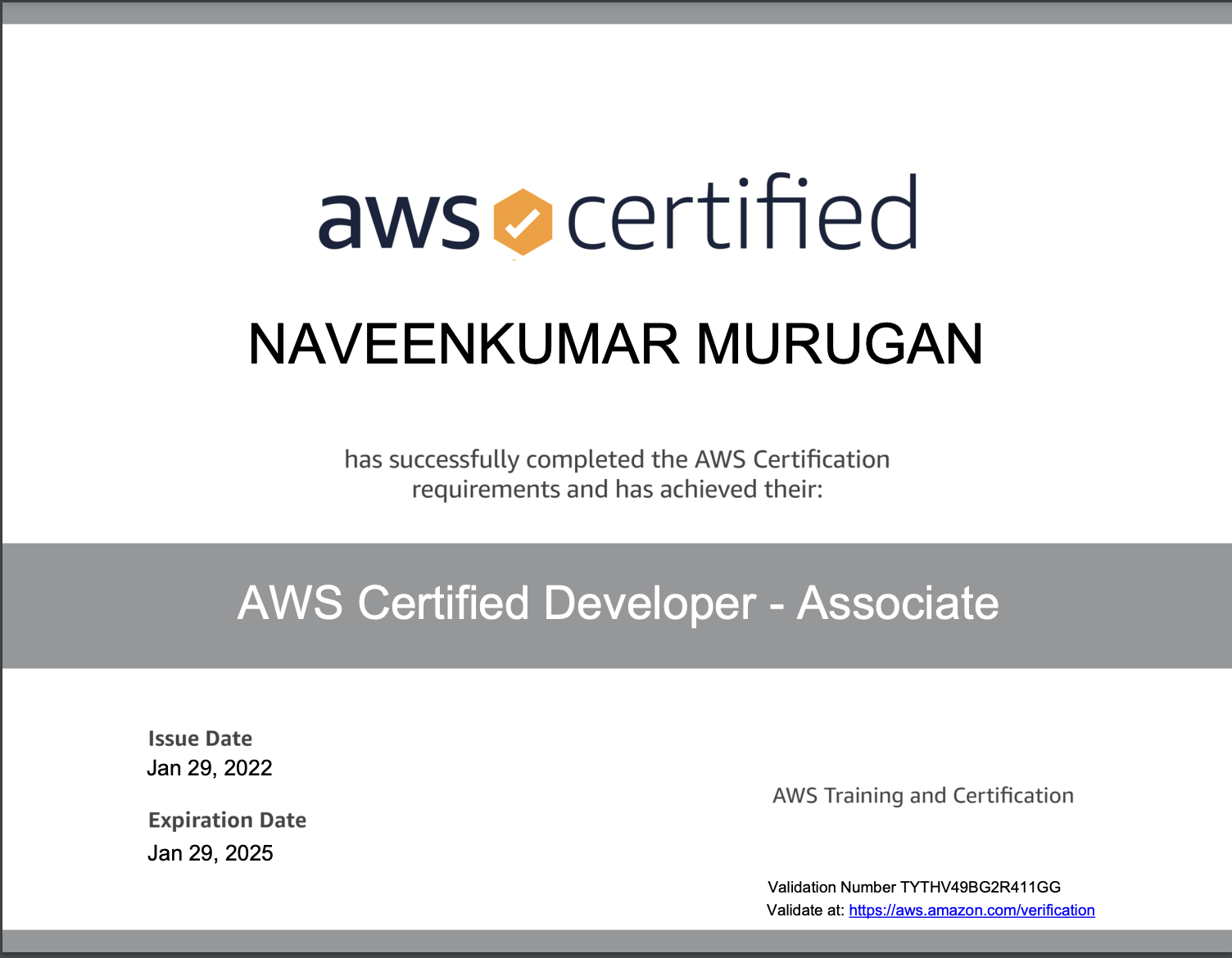 AWS Developer Certified